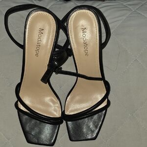 Modatope Black Strappy Women's Heels